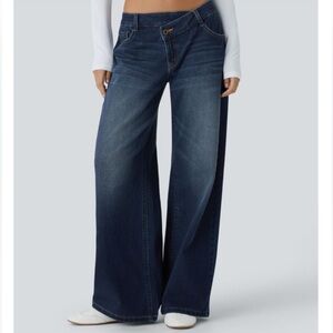 HALARA Asymetrical Low Rise Paint Blue Wide-Leg Women’s Jeans